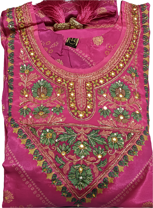 Karwa chauth special Kurta Pant With Dupatta In Pure Premium Butter Maslin Three Piece Suit in Pink colour