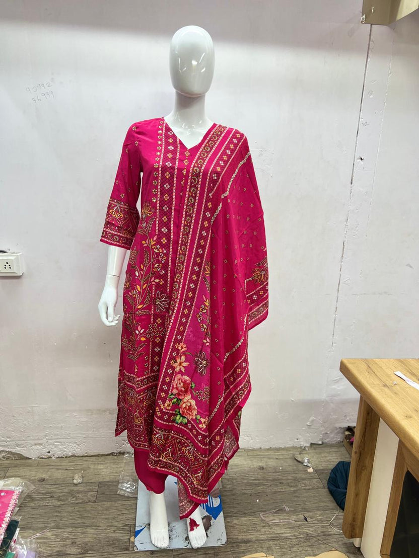 Kurta pant Dupatta Set in Premium Muslin of 3 Piece Suit