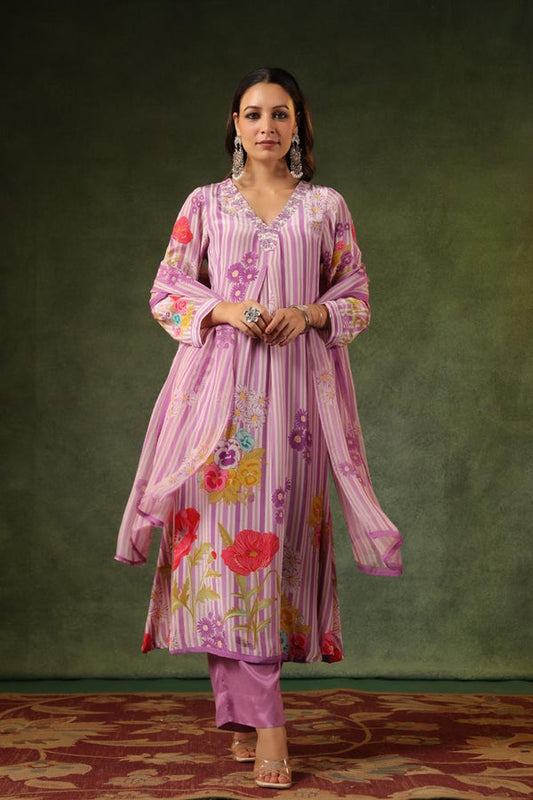 Pure Butter Muslin Floral Print 3pc Set.