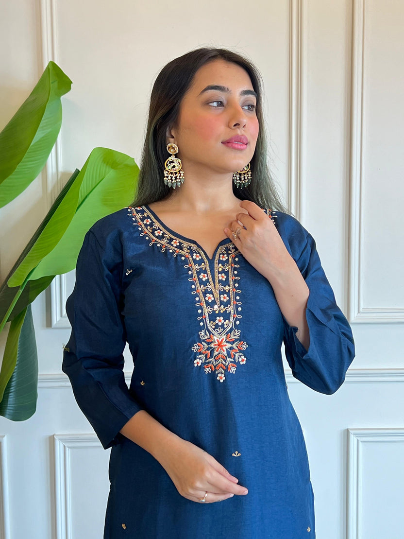 Kurta Pant Dupatta Set In Pure Premium Russian Silk 3 Piece Suit