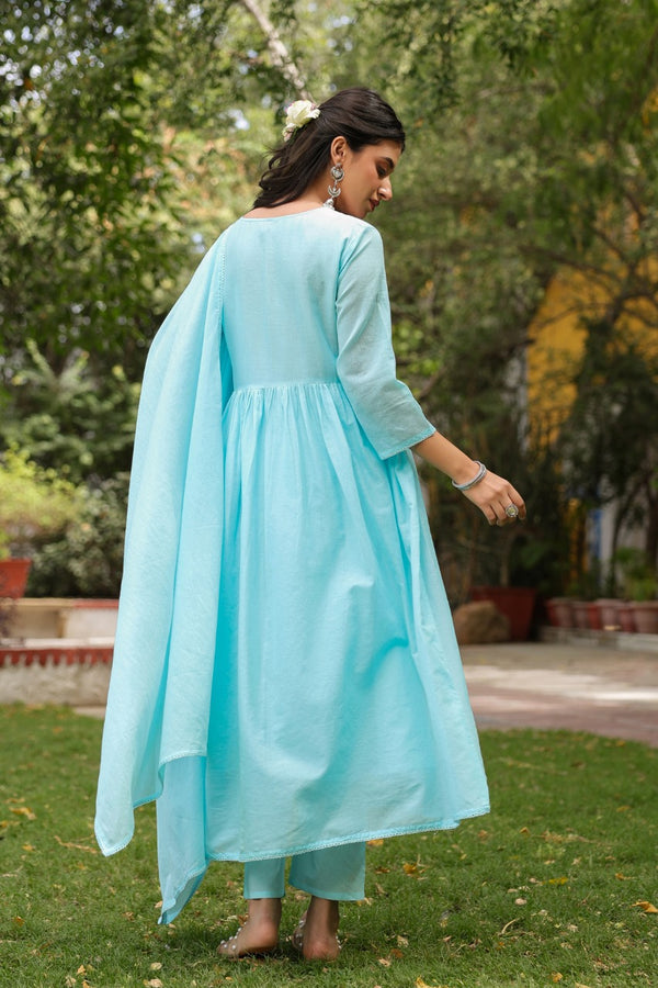 Pure Mull Cotton A-Line 3-piece suit.