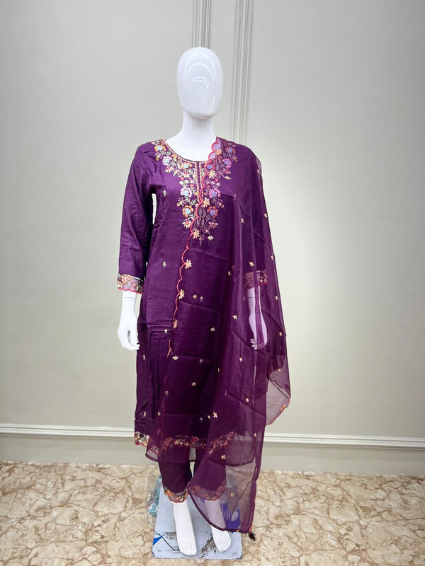 Pure Dola SilkThread Work 3-piece set