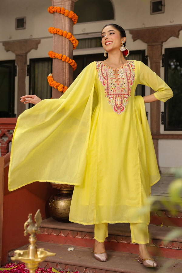 Pure Mull Cotton A-Line 3-piece suit.