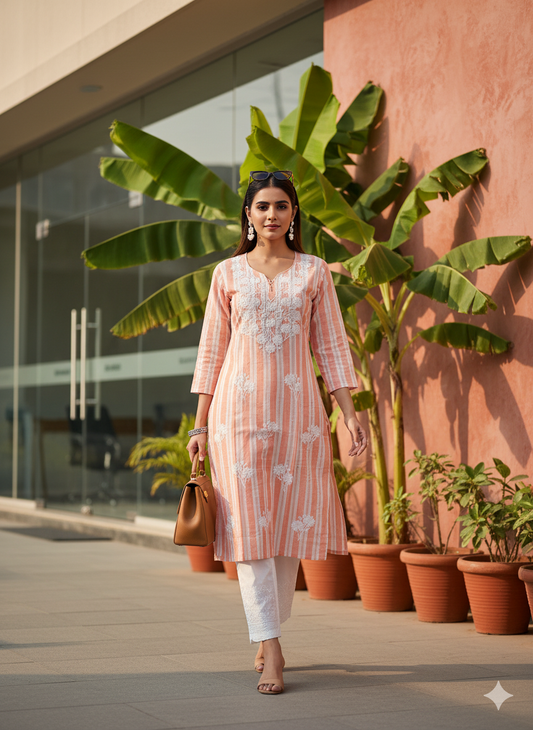 Pure Premium Cotton Lakhnavi work 2-piece Suit