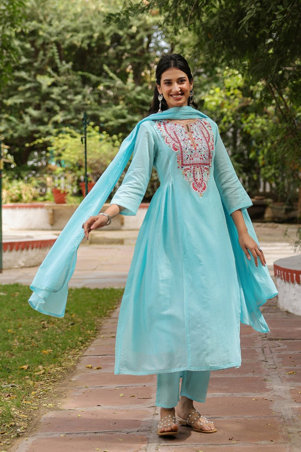 Pure Mull Cotton A-Line 3-piece suit.