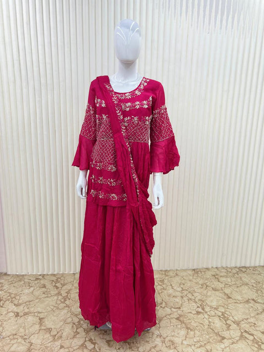 Gown party wear Pure Chinon gown