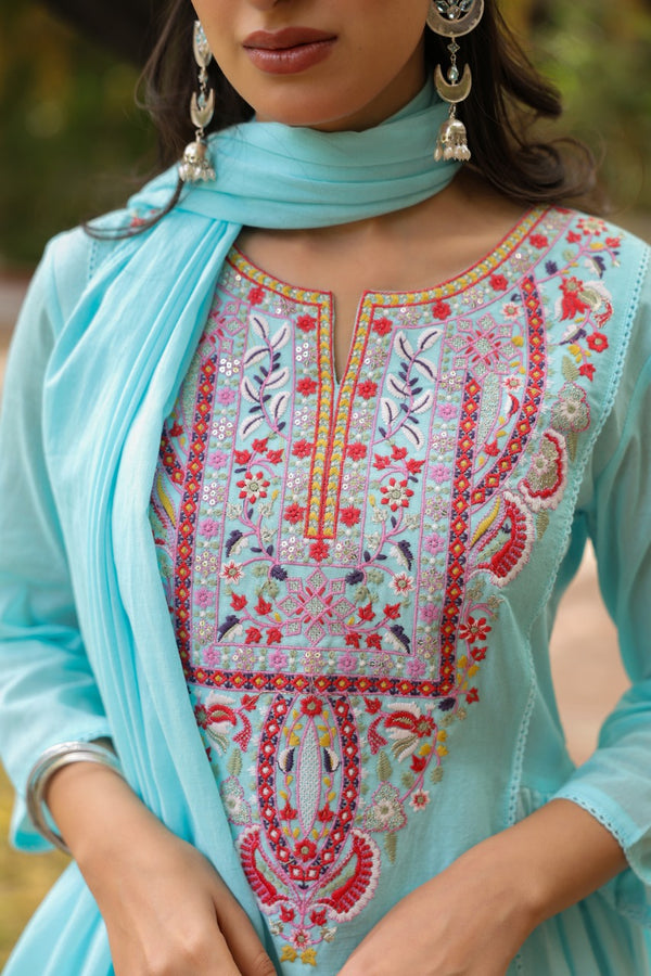 Pure Mull Cotton A-Line 3-piece suit.