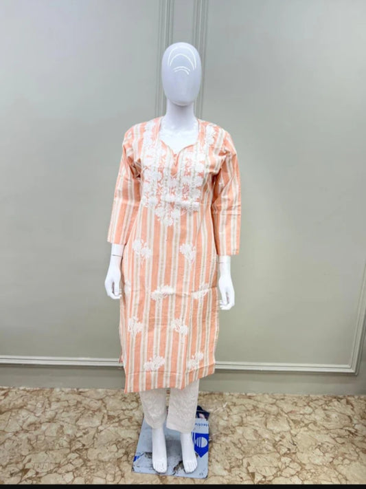 Pure Premium Cotton Lakhnavi work 2-piece Suit