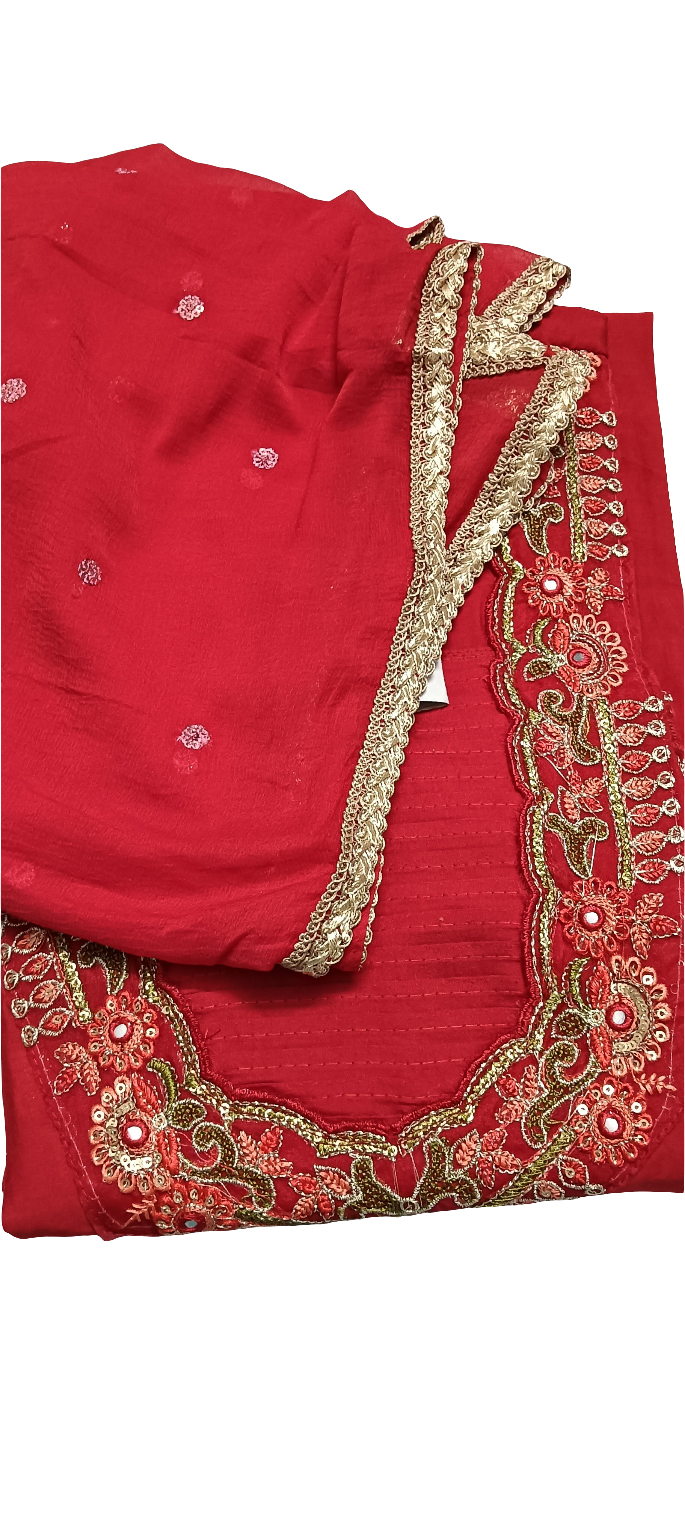 Karwa chauth special Kurta Pant With Dupatta In Pure premium Maslin Three piece suit