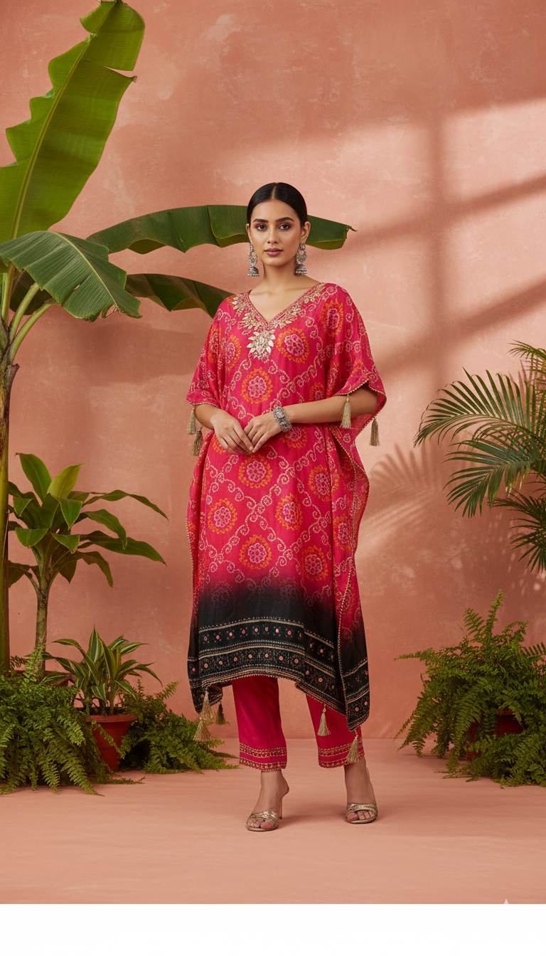 Karwa chauth Special In Premium Pure Butter Crape Kaftan with pure Crape Bottom