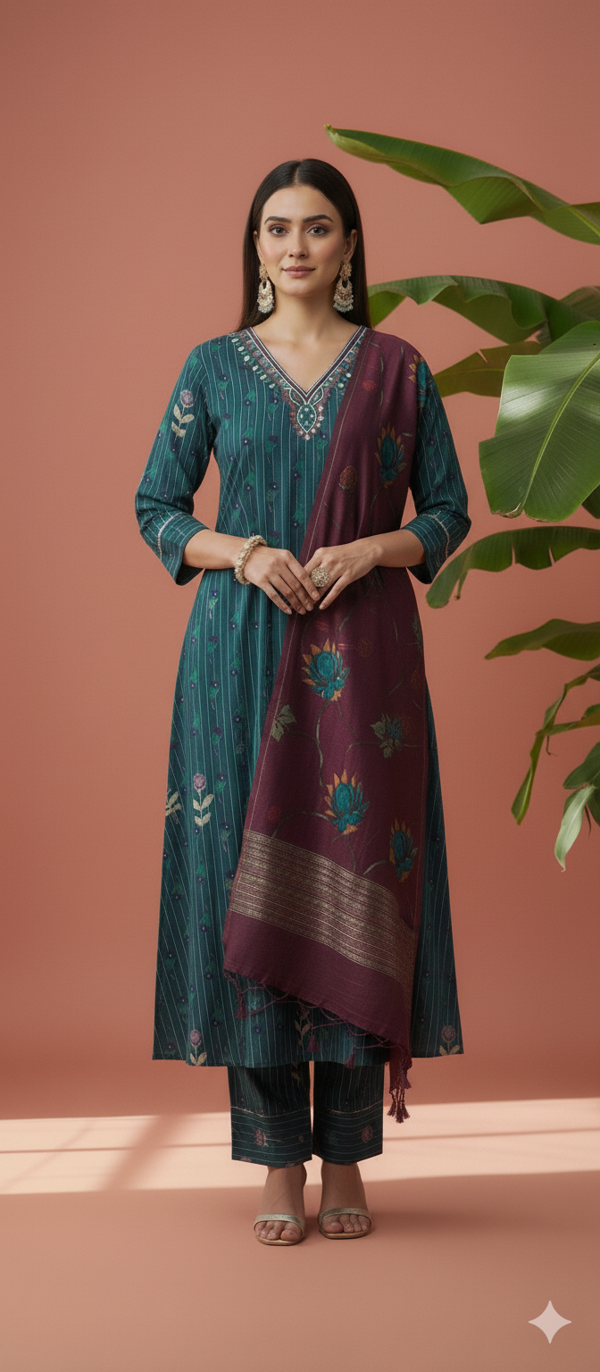 Pure Premium Butter Maslin Three Piece Suit