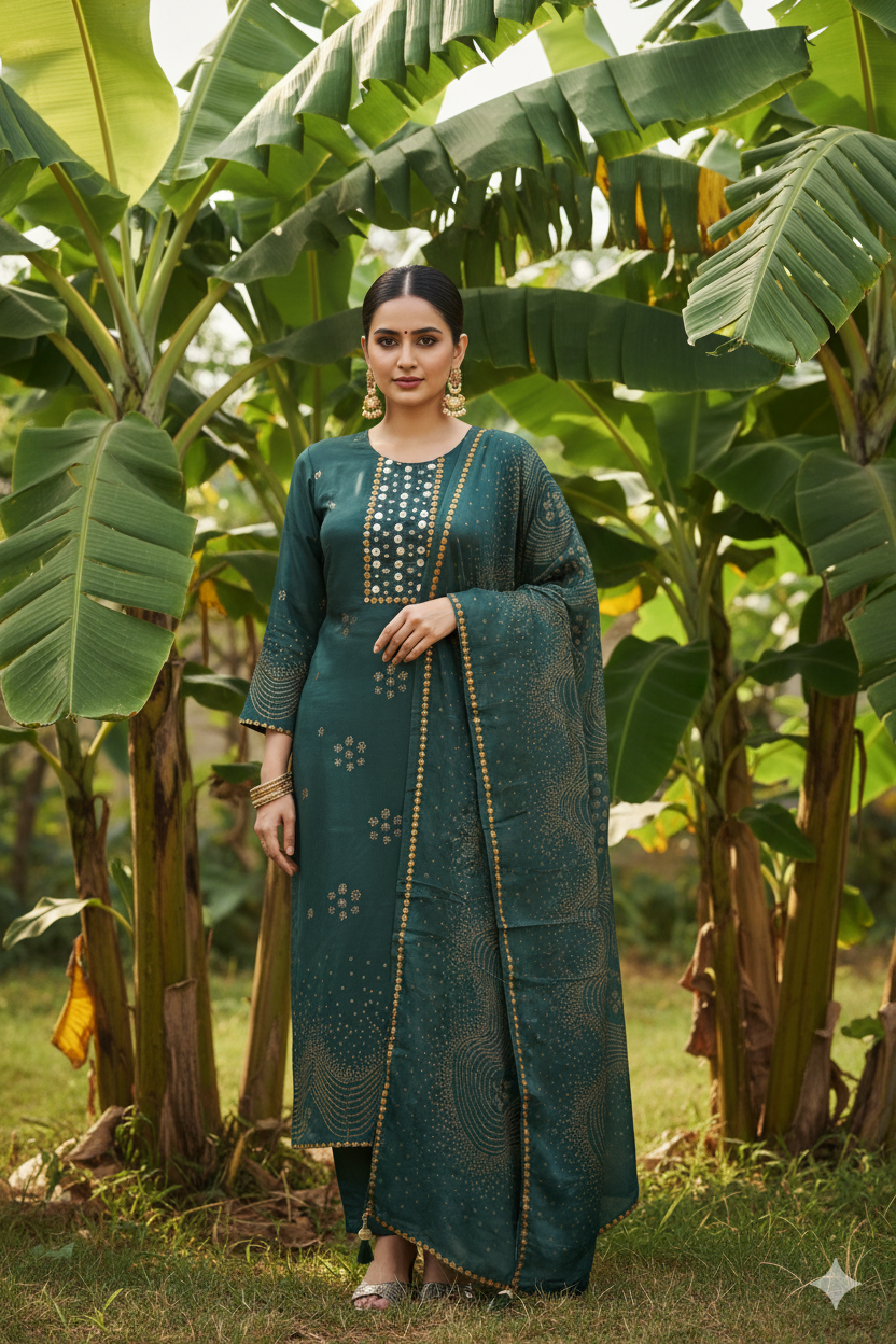 Pure Muslin Pulse Handwork 3pc Set