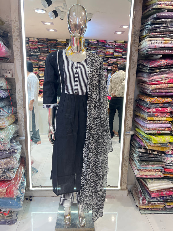 Pure Cotton 3-piece Suit in sleek black