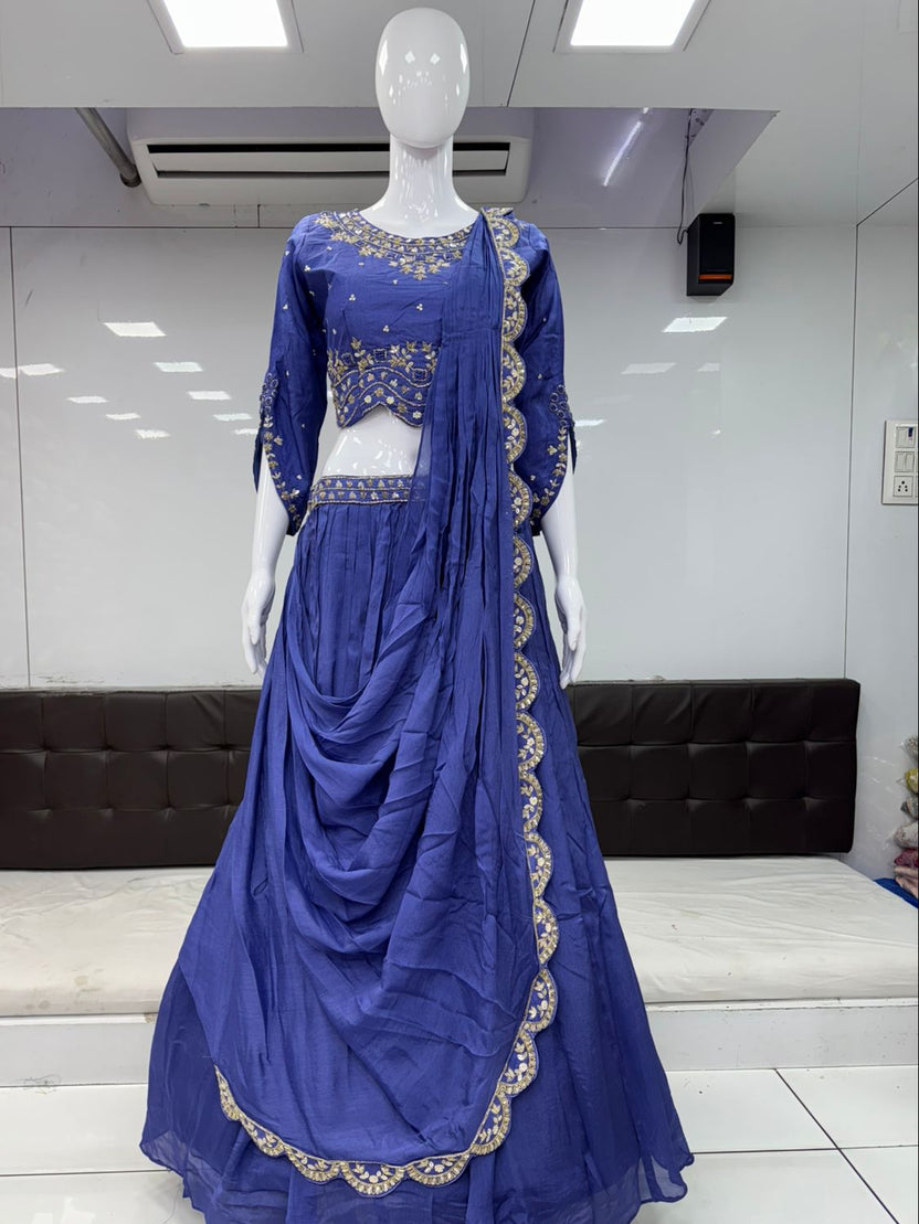 Gown party wear Dola Silk Indo western