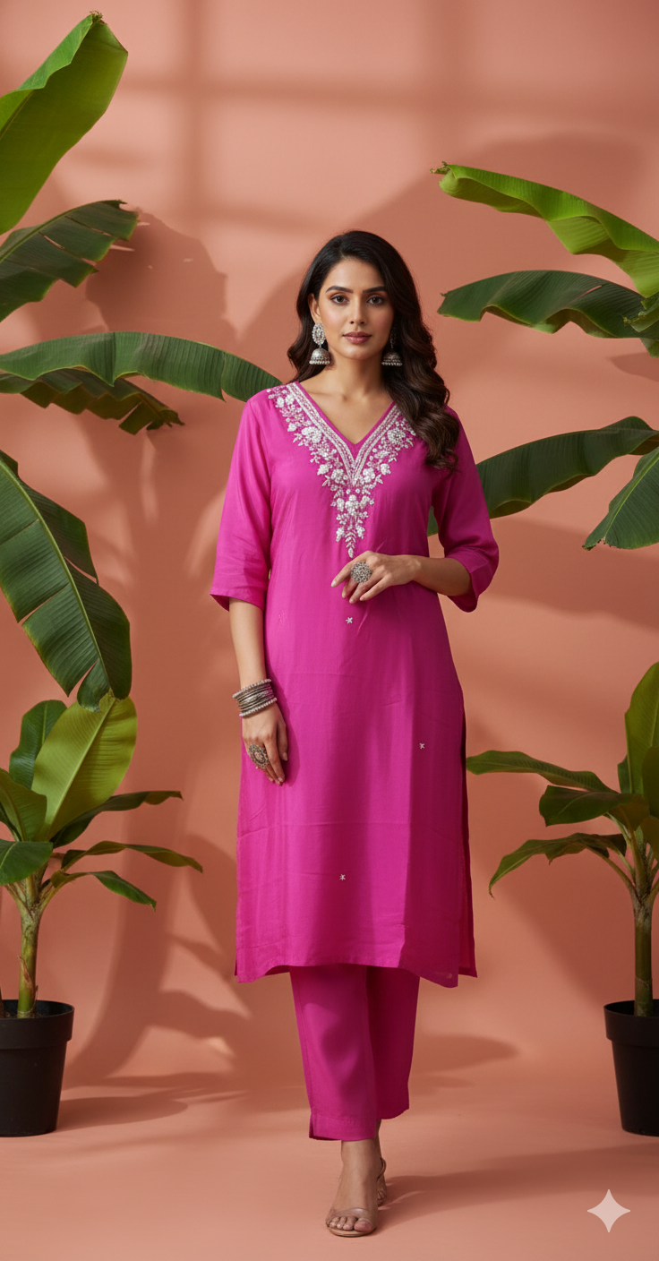 Premium Pure Chinon Heavy Pearl Jardoji cutdana handwork on yolk with same bottom two piece set