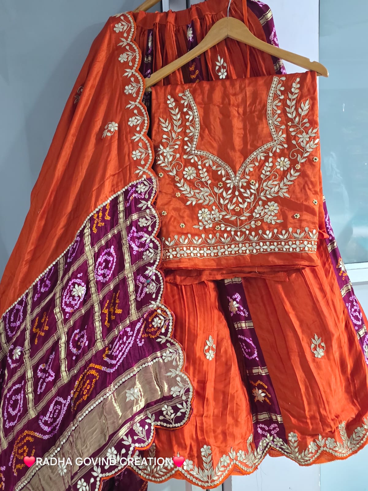 Pure Gajji Silk Ghagra With Ghatchola Bandhej Heavy Hand Gota Work With Lagdi Patta Heavy Tussels Premium Quality