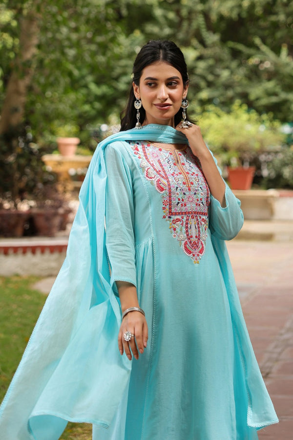 Pure Mull Cotton A-Line 3-piece suit.