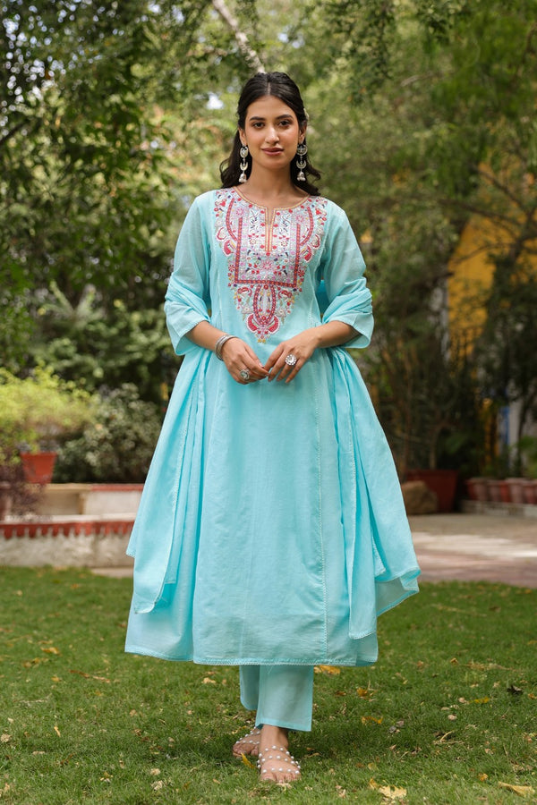 Pure Mull Cotton A-Line 3-piece suit.