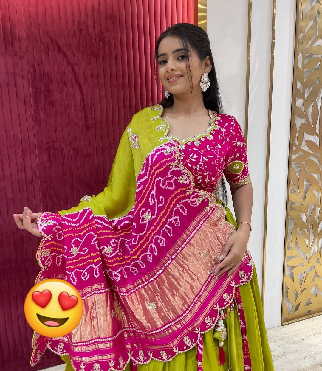 Pure Gajji Silk Ghagra With Ghatchola Bandhej Heavy Hand Gota Work With Lagdi Patta Heavy Tussels Premium Quality